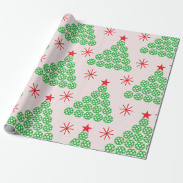Papel De Presente Árvore de Natal de Pickleball com padrão de estrel