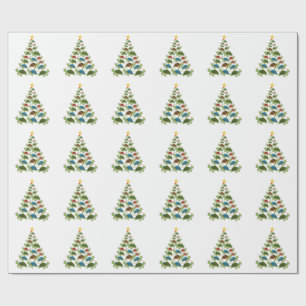 Papel De Presente Árvore de Natal de Tartaruga Marinha Chapéu de Pap