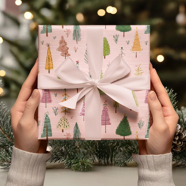 Papel De Presente Árvore de Natal Desenhada à Mão Caprichosa (Criador carregado)