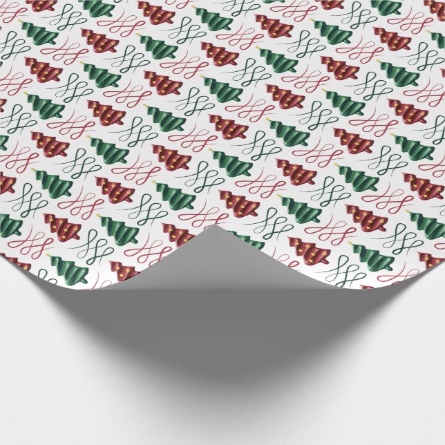 Papel De Presente Árvore de natal desenhada com batom verde e vermel (Ponta)