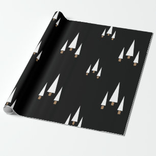 Papel De Presente Árvore de Natal do Moderno Black Farmhouse