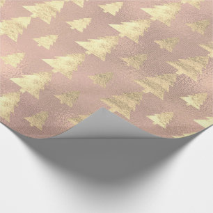 Papel De Presente Árvore de Natal Dourado do Grunge da casa de camp