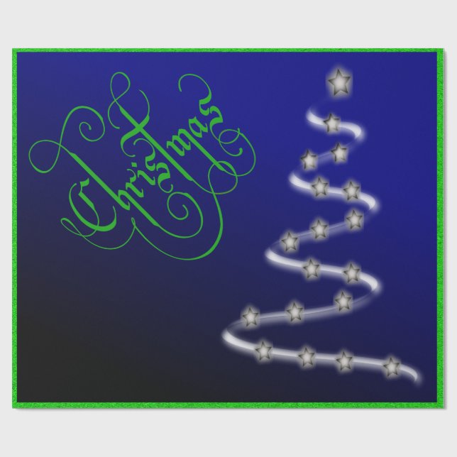 Papel De Presente Árvore de Natal e Estrelas - (Aberto)