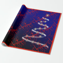 Papel De Presente Árvore de Natal e Estrelas -