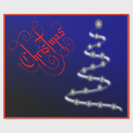 Papel De Presente Árvore de Natal e Estrelas -