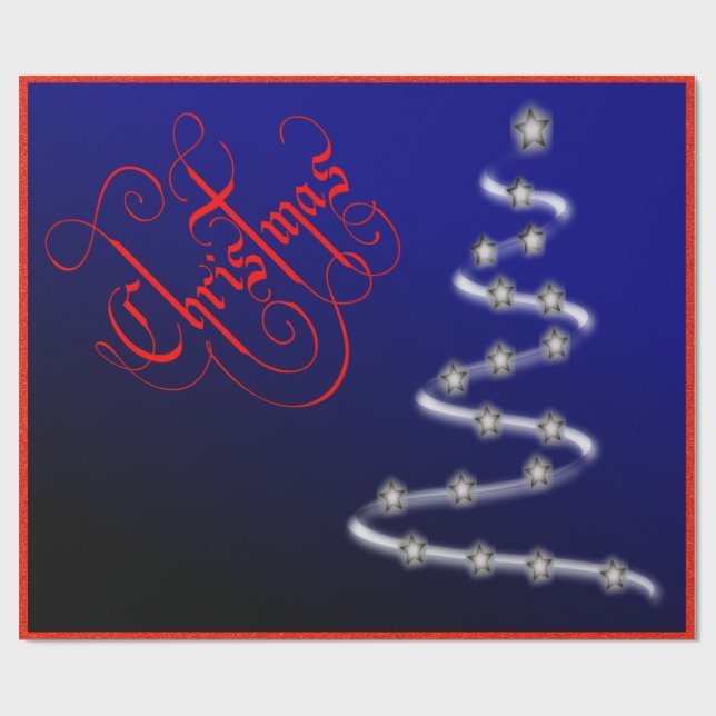 Papel De Presente Árvore de Natal e Estrelas - (Aberto)