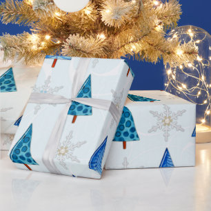 Papel De Presente Árvore de Natal e Floco de Neve