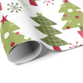 Papel De Presente Árvore de Natal e Flocos de Neve