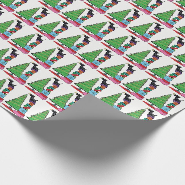 Papel De Presente Árvore de Natal e papel de envolvimento de Terrier (Ponta)