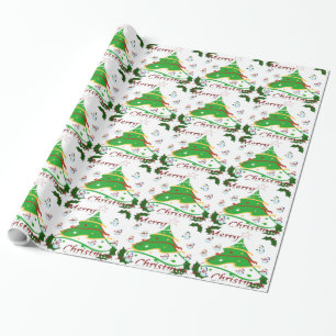 Papel De Presente Árvore de Natal e Snowmen -