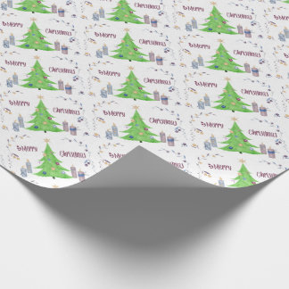 Papel De Presente Árvore de Natal e Velas