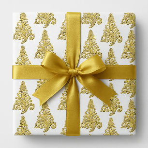 Papel De Presente Árvore de Natal elegante dourada e branca