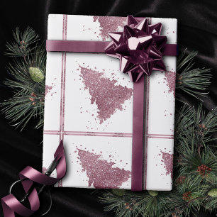 Papel De Presente Árvore de Natal Elegante   Dusty Mauve Pink Splatt