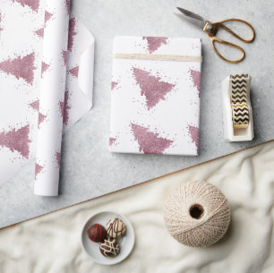 Papel De Presente Árvore de Natal Elegante Dusty Mauve Pink Splatt