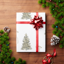 Papel De Presente Árvore de Natal elegante e padrão de laço fofo