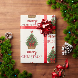 Papel De Presente Árvore de Natal Elegante – Fita Vermelha