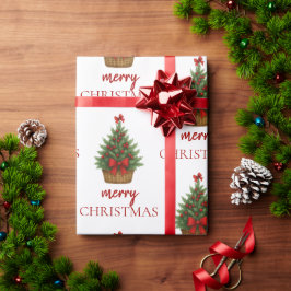 Papel De Presente Árvore de Natal Elegante – Fita Vermelha