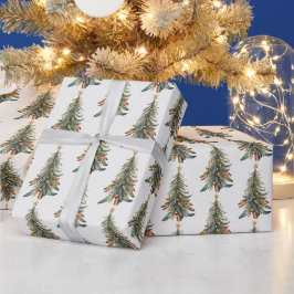 Papel De Presente Árvore de Natal Elegante Modern Boho