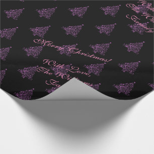 Papel De Presente Árvore de Natal Elegante - Padrão Preto Rosa