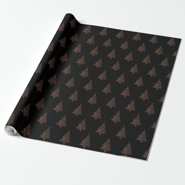 Papel De Presente Árvore de Natal Elegante - Padrão Rasgada Preto (Desenrolado)