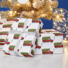 Papel De Presente Árvore de Natal em Caminhão Vermelho