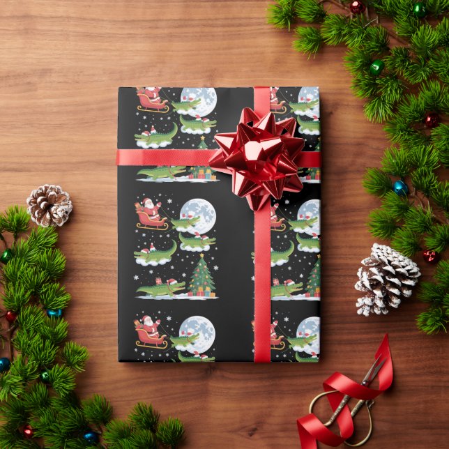 Papel De Presente Árvore de Natal engraçada com iluminação Papai Noe (Presente de Natal)