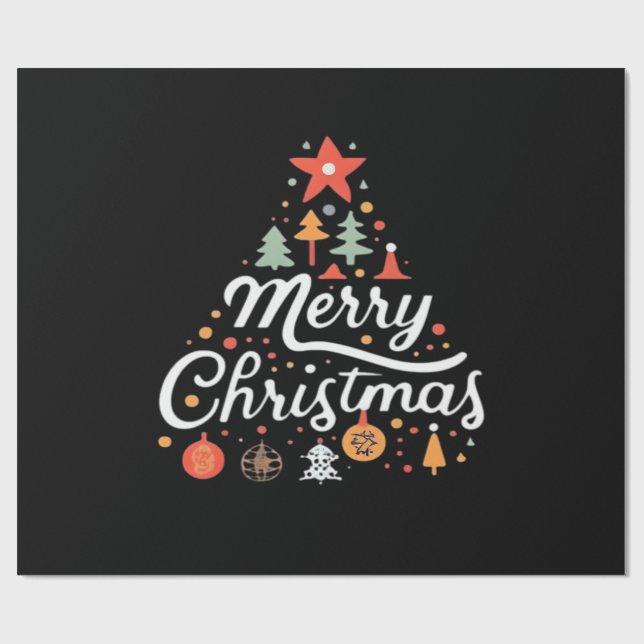 Papel De Presente Árvore de Natal Feliz Natal Clássico (Aberto)