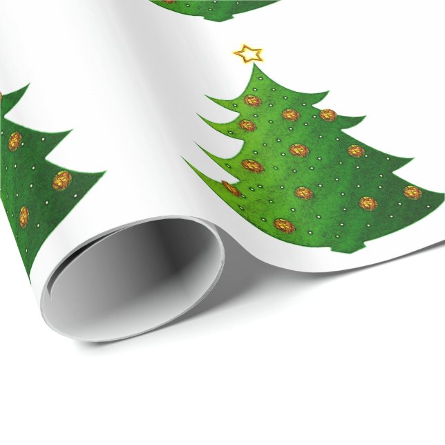 Papel De Presente Árvore de Natal Festiva (Ponta do rolo)