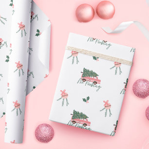 Papel De Presente Árvore de Natal Festiva Sem Pequim Vintage Van