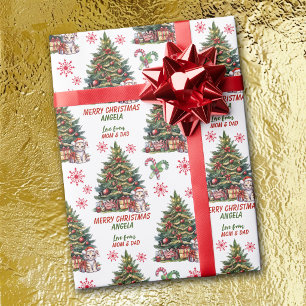 Papel De Presente Árvore de Natal Filhotes de Tigre Fofos Crianças