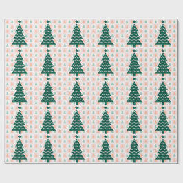 Papel De Presente Árvore de Natal Fofo Design de Férias.