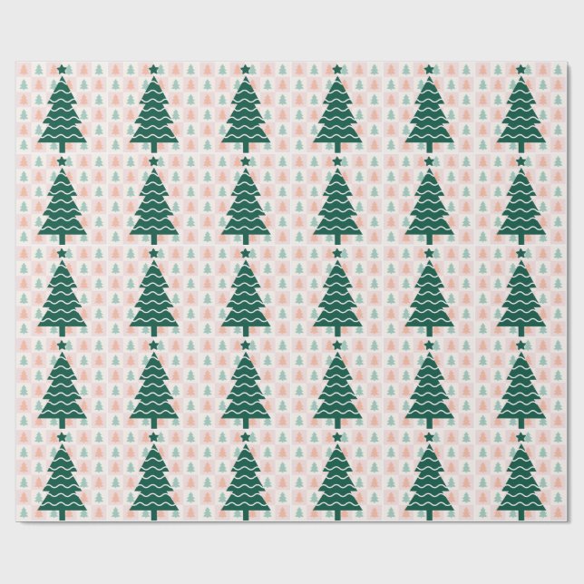 Papel De Presente  Árvore de Natal Fofo Design de Férias.  (Aberto)