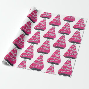 Papel De Presente Árvore de Natal Glam Pink