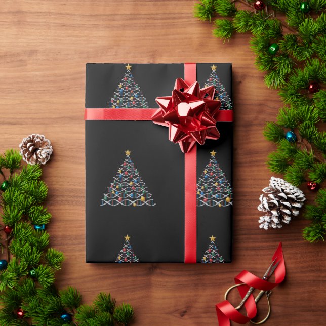 Papel De Presente Árvore de Natal Hélice de DNA Biologia Professor d (Presente de Natal)
