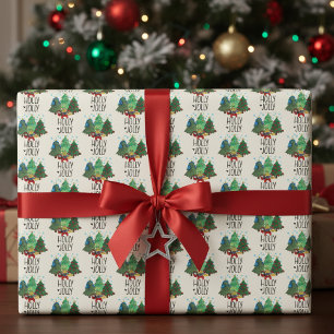 Papel De Presente Árvore de Natal Holly Jolly Gamer