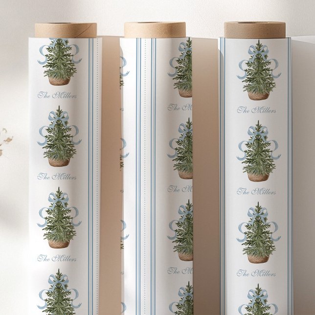 Papel De Presente Árvore de Natal Lazo Azul Natal (Criador carregado)