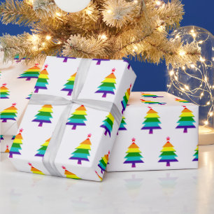 Papel De Presente Árvore de Natal LGBTQ - Sinalizador do Orgulho de