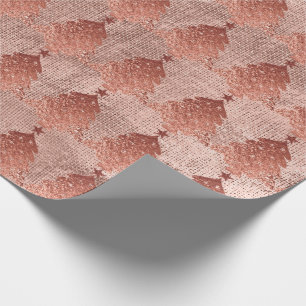 Papel De Presente Árvore de Natal Linen Dourada de Cobre rosa Dourad