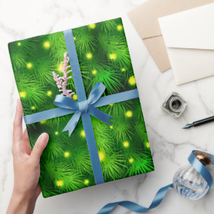Papel De Presente Árvore de Natal Luz de Natal Verde