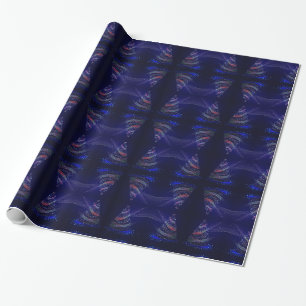 Papel De Presente Árvore de Natal Merry Stars Blue Purple Patterno