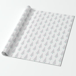 Papel De Presente Árvore de Natal Minimalista Moderna Rosa e Verde 