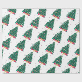 Papel De Presente Árvore de Natal Minimalista Padrão Lateral Present