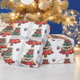 Papel De Presente Árvore de Natal Moderna Colorida