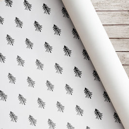 Papel De Presente Árvore de Natal Moderna em Preto e Branco