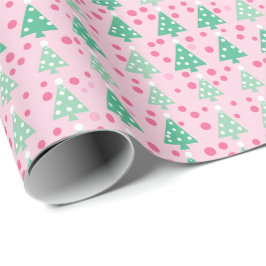 Papel De Presente Árvore de Natal Moderna Rosa
