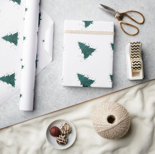 Papel De Presente Árvore de Natal Moody | Placa de Teal de Meia-Noit (Artesanato)