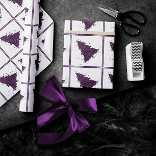 Papel De Presente Árvore de Natal Moody Plum Roxo Profundo