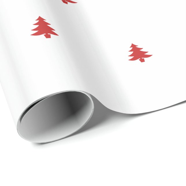 Papel De Presente Árvore de Natal Padrão Icônico Vermelho Festivo/Br (Ponta do rolo)