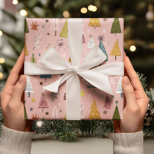 Papel De Presente Árvore de Natal Pastel Caprichosa
