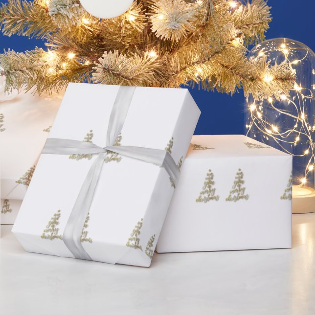 Papel De Presente Árvore de Natal Pinheiro Dourado  (Feriados)